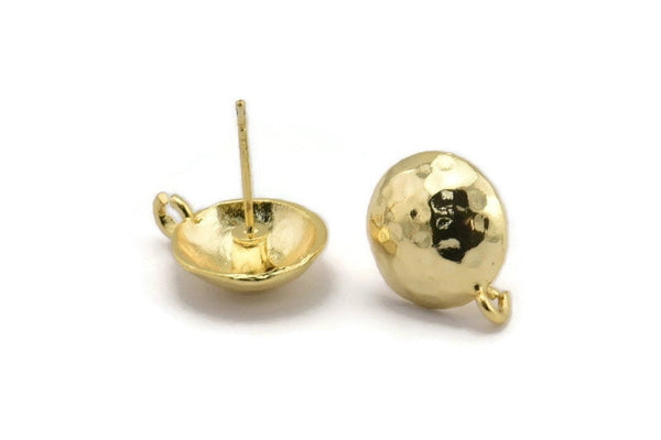 Gold Earring Post, 4 Gold Plated Brass Earring Posts With 1 Loop (12.5x16mm) BS 1839