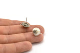 Silver Earring Post, 6 Antique Silver Plated Brass Earring Posts With 1 Loop (12.5x16mm) BS 1839