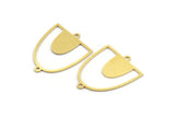 Brass D Shaped Charm, 12 Raw Brass D Shaped Charms With 2 Loops, Earrings, Connector Findings (26x21x0.60mm) A4492