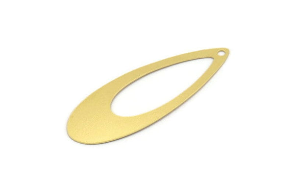 Brass Drop Charm, 12 Raw Brass Drop Charms With 1 Hole, Earrings, Findings (44x16x0.40mm) A4196