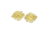 Brass Sun Charm, 8 Raw Brass Sun Charms With 1 Loop, Findings (26x24x0.60mm) A3877