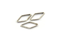 Silver Diamond Charm, 50 Antique Silver Plated Brass Wide Cut Open Diamond Ring Charms (9x17x0.35x2mm) D0221