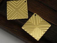 Brass  Textured Charm, 10 Raw Brass Square Textured Charms, Findings (20mm) Brs 673-2 A0133