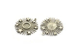 Silver Sun Charm, 2 Antique Silver Plated Brass Sun And Star With 1 Loop, Pendants - Pad Size 8mm (31x29mm) N1350