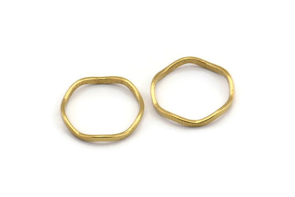 Brass Circle Rings, 24 Raw Brass Wavy Circle Rings, Charms (15x0.80x1.5mm) BS 1758