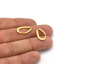 Brass Drop Charm, 24 Raw Brass Drop Charms With 1 Hole, Earrings, Findings (19x11x1mm) D842