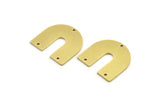 Brass Geometric Charm, 10 Raw Brass U Shaped Pendants With 3 Holes, Earrings, Findings (21.5x21x1mm) D977