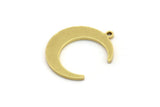 Brass Moon Pendant, 24 Raw Brass Moon Pendants With 1 Loop (20x17x1mm) D0567