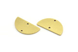 Semi Circle Charm, 12 Raw Brass Half Moon Blanks With 2 Holes, Findings, Pendants (22x12x1mm) D933