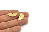 Semi Circle Charm, 12 Raw Brass Half Moon Blanks With 2 Holes, Findings, Pendants (22x12x1mm) D933