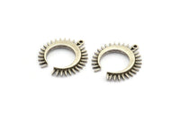Gümüş Ay Tılsımı, 1 Döngülü 4 Antik Gümüş Kaplamalı Pirinç Hilal Ay Tılsımı (22,5x21x2,5 mm) N1432