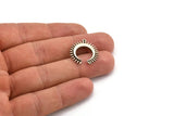 Gümüş Ay Tılsımı, 1 Döngülü 4 Antik Gümüş Kaplamalı Pirinç Hilal Ay Tılsımı (22,5x21x2,5 mm) N1432