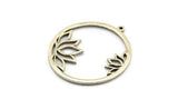 Lotus Flower Charm, 2 Antique Silver Plated Brass Lotus Flower Charms With 1 Loop (37x34x1.5mm) N1355