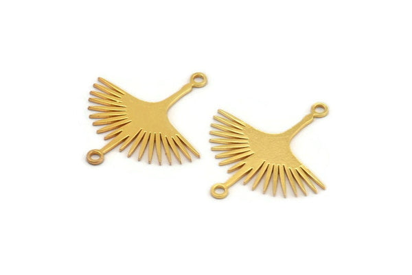 Gold Bird Charm, 8 Gold Plated Brass Stork Charms With 2 Loops, Brass Connectors (24x22x0.60mm) A3874