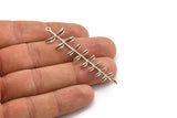 Silver Leaf Charm, 2 Antique Silver Plated Brass Leaf Charms With 1 Loop (62mm) N1367