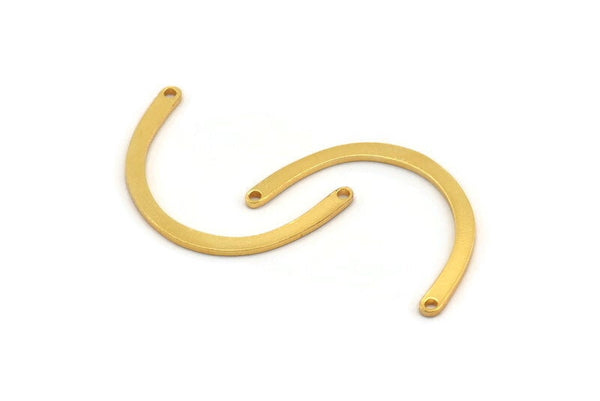 Gold Boomerang Charm, 4 Gold Plated Brass Boomerang Connectors With 2 Holes, Findings (30x3x1mm) D1348