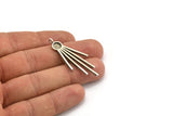 Silver Fringed Charm, 2 Antique Silver Plated Brass Fringed Charms With 1 Loop - Pad Size 6mm  (47x18x2mm) N1369