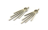 Silver Fringed Charm, 2 Antique Silver Plated Brass Fringed Charms With 1 Loop - Pad Size 6mm  (47x18x2mm) N1369