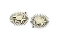 Gümüş Ay Tılsımı, Antik Gümüş Kaplama Pirinç Ay ve Gezegen Tılsımı, 1 Halka, Kolye Ucu (31x29x2mm) N1434