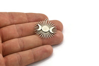 Gümüş Ay Tılsımı, Antik Gümüş Kaplama Pirinç Ay ve Gezegen Tılsımı, 1 Halka, Kolye Ucu (31x29x2mm) N1434