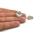 Silver Eye Earring, 4 Antique Silver Plated Brass Eye Stud Earrings (21x18mm) N1322