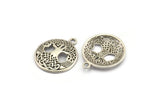 Silver Tree Charm, 2 Antique Silver Plated Brass Tree Pendants With 1 Loop, Findings (26x23mm) N1357