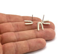 Earring Studs, 6 Antique Silver Plated Brass - U Shape Earrings - Silver Earrings - Earrings (12x8x1.5mm) N1410