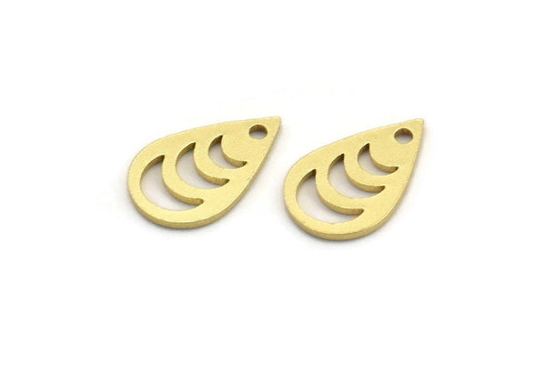 Brass Drop Charm, 50 Raw Brass Drop Charms With 1 Hole, Earrings, Findings (14x9x0.80mm) A4225