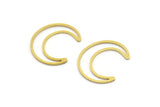 Brass Moon Charm, 12 Raw Brass Crescent Moon Charms, Connectors (27x7x1mm) A4257