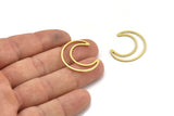 Brass Moon Charm, 12 Raw Brass Crescent Moon Charms, Connectors (27x7x1mm) A4257