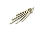 Silver Fringed Charm, 2 Antique Silver Plated Brass Fringed Charms With 1 Loop - Pad Size 6mm  (47x18x2mm) N1369