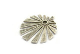 Silver Sun Charm, Antique Silver Plated Brass Rising Sun Flag Charm With 1 Loop - Pad Size 3mm (32x28x1.2mm) N1427