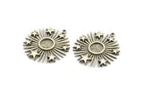 Silver Sun Charm, 2 Antique Silver Plated Brass Sun And Star With 1 Loop, Pendants - Pad Size 8mm (31x29mm) N1350