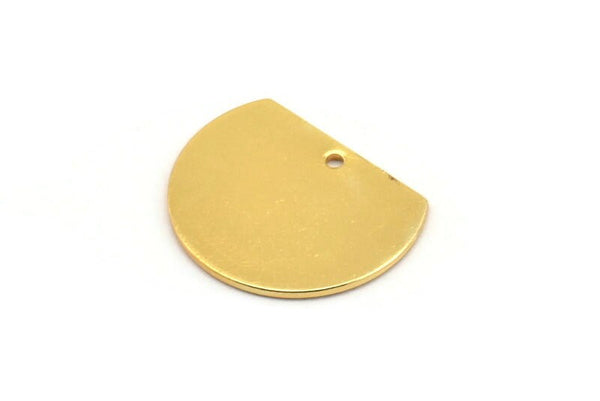 Semi Circle Pendant, 4 Gold Plated Brass Semi Circle Blanks With 1 Hole (18.5x14.5x0.80mm) BS 1724