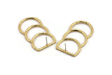 D Shape Earring, 2 Gold Plated Brass D Shape Stud Earrings (46x25x2mm) N0964 A1523