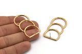 D Shape Earring, 2 Gold Plated Brass D Shape Stud Earrings (46x25x2mm) N0964 A1523