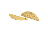 Gold Half Moon, 2 Hammered Gold Plated Brass Semi Circle Stud Earrings (51x16x1mm) N1024