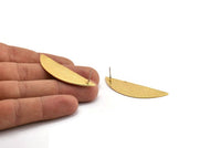 Gold Half Moon, 2 Hammered Gold Plated Brass Semi Circle Stud Earrings (51x16x1mm) N1024