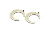 Silver Moon Pendant, 12 Antique Silver Plated Brass Moon Pendants With 1 Loop (20x17x1mm) D0567