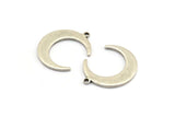 Silver Moon Pendant, 12 Antique Silver Plated Brass Moon Pendants With 1 Loop (20x17x1mm) D0567