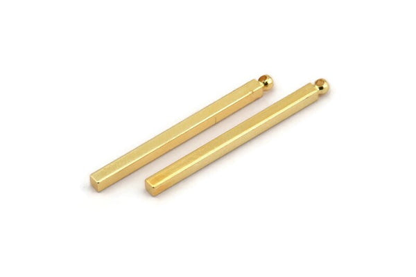 Tiny Necklace Bar, 6 Gold Plated Brass Bar Connectors, Necklace, Earring, Bracelet Findings With 1 Hole (2x30mm) BS 1780