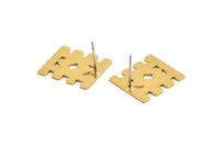 Earring Studs, 2 Gold Plated Brass - Ethnic Motif Shaped Stud Earrings - Gold Earrings - Earrings (18x16x0.80mm) A2806