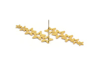 Gold Star Earring, 2 Textured Gold Plated Brass Star Stud Earrings (45x14x0.80mm) D1533 A1407