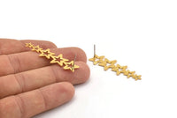 Gold Star Earring, 2 Textured Gold Plated Brass Star Stud Earrings (45x14x0.80mm) D1533 A1407
