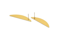 Semi Circle Earring, 2 Gold Plated Brass Half Moon Stud Earrings (37x8x0.70mm) M881 A2271