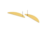 Semi Circle Earring, 2 Gold Plated Brass Half Moon Stud Earrings (37x8x0.70mm) M881 A2271