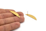 Semi Circle Earring, 2 Gold Plated Brass Half Moon Stud Earrings (37x8x0.70mm) M881 A2271