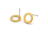 Gold Circle Earring, 6 Gold Plated Brass Circle Stud Earrings (10x0.90mm) D1570 A1383