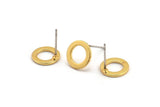 Gold Circle Earring, 6 Gold Plated Brass Circle Stud Earrings (10x0.90mm) D1570 A1383