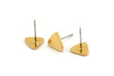 Gold Triangle Earring, 6 Gold Plated Brass Triangle Stud Earrings (8x1mm) A3609